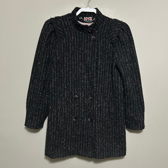 New York Girl Women's Tweed Coat 9 Double Breasted Jacket Military Peacoat VTG - Picture 1 of 11